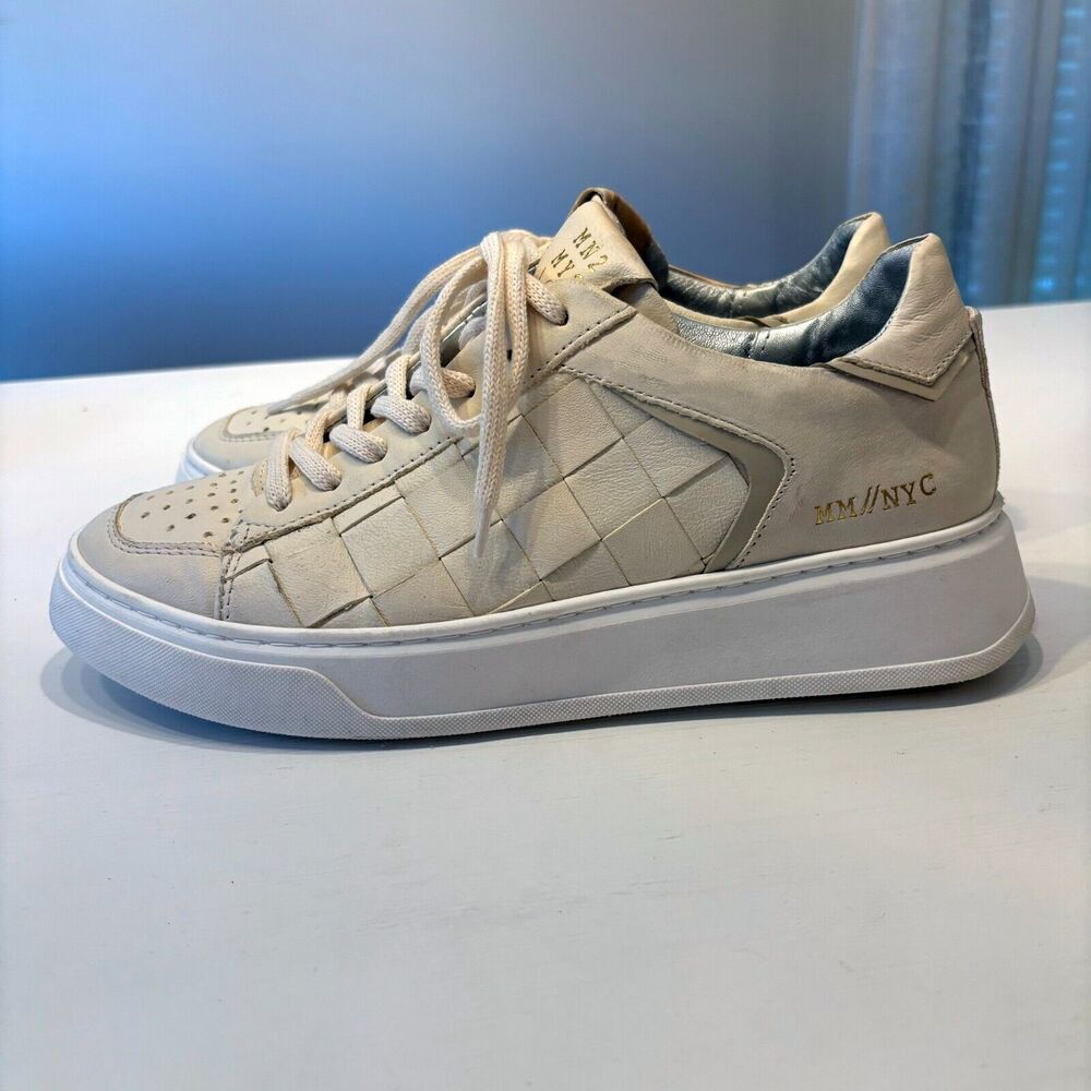 MIZ MOOZ Women's Ivory Leather Lace-Up Waffle Sneakers Shoes EU Size‎ 41 US 9.5 - Picture 2 of 10